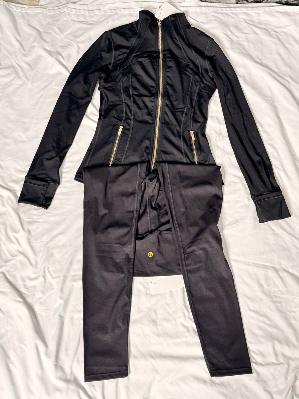 lululemon athletica Black Jacket and Leggings Set with Gold Zippers - Picture 2 of 4